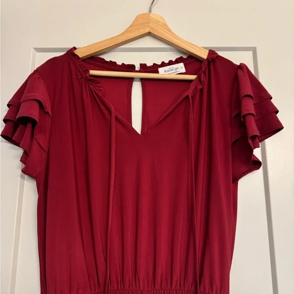 Kaileigh Burgundy Jumpsuit - Picture 2 of 6